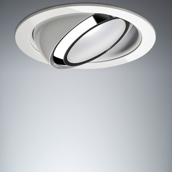 Recessed ceiling spotlight Occhio Più R shiny chrome